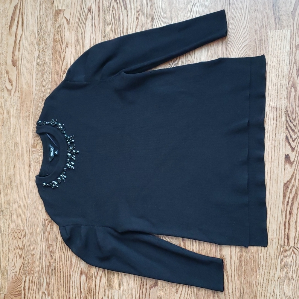 (M) Simply Vera Verawang Heavy Knit Nylon Blend Sweater Beaded Neckline Evening